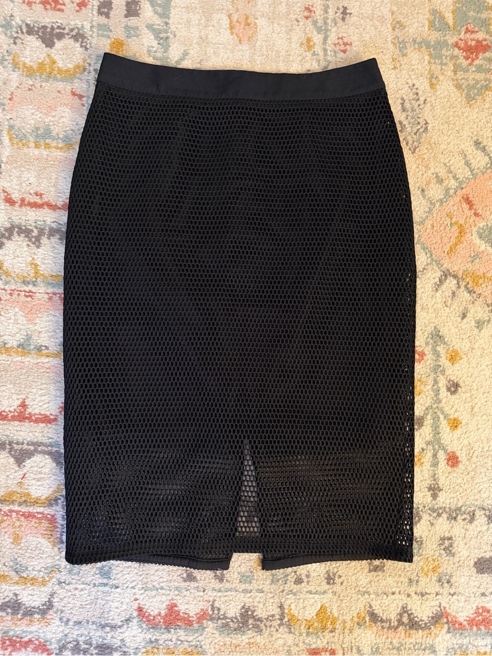 Ann Taylor Black Mesh Pencil Skirt